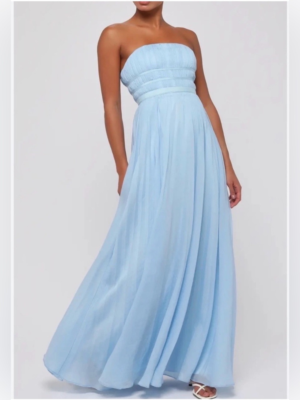Lulu's Strapless Light Blue Maxi Dress
